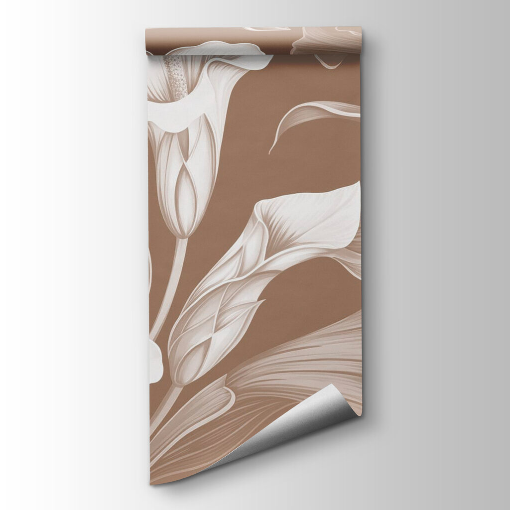Delicate floral design on brown background