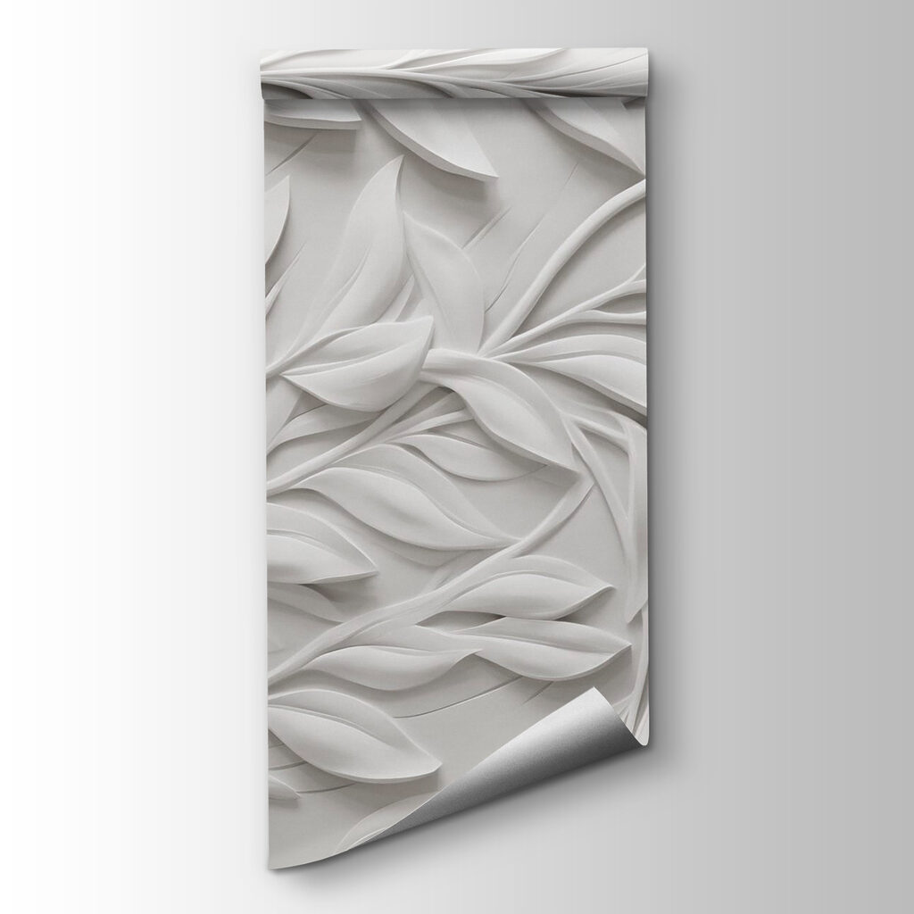 White wall with leaves