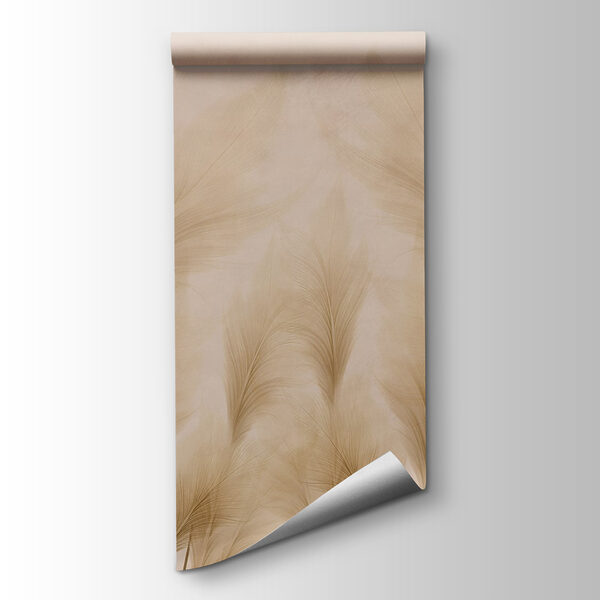 Group of feathers on a beige background