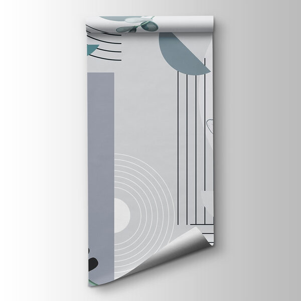 Wallpaper with a flower and leaves