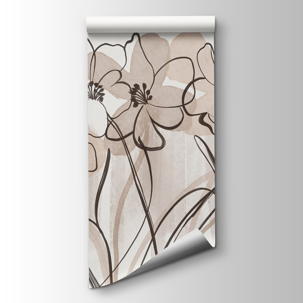 Line of flowers on a white background