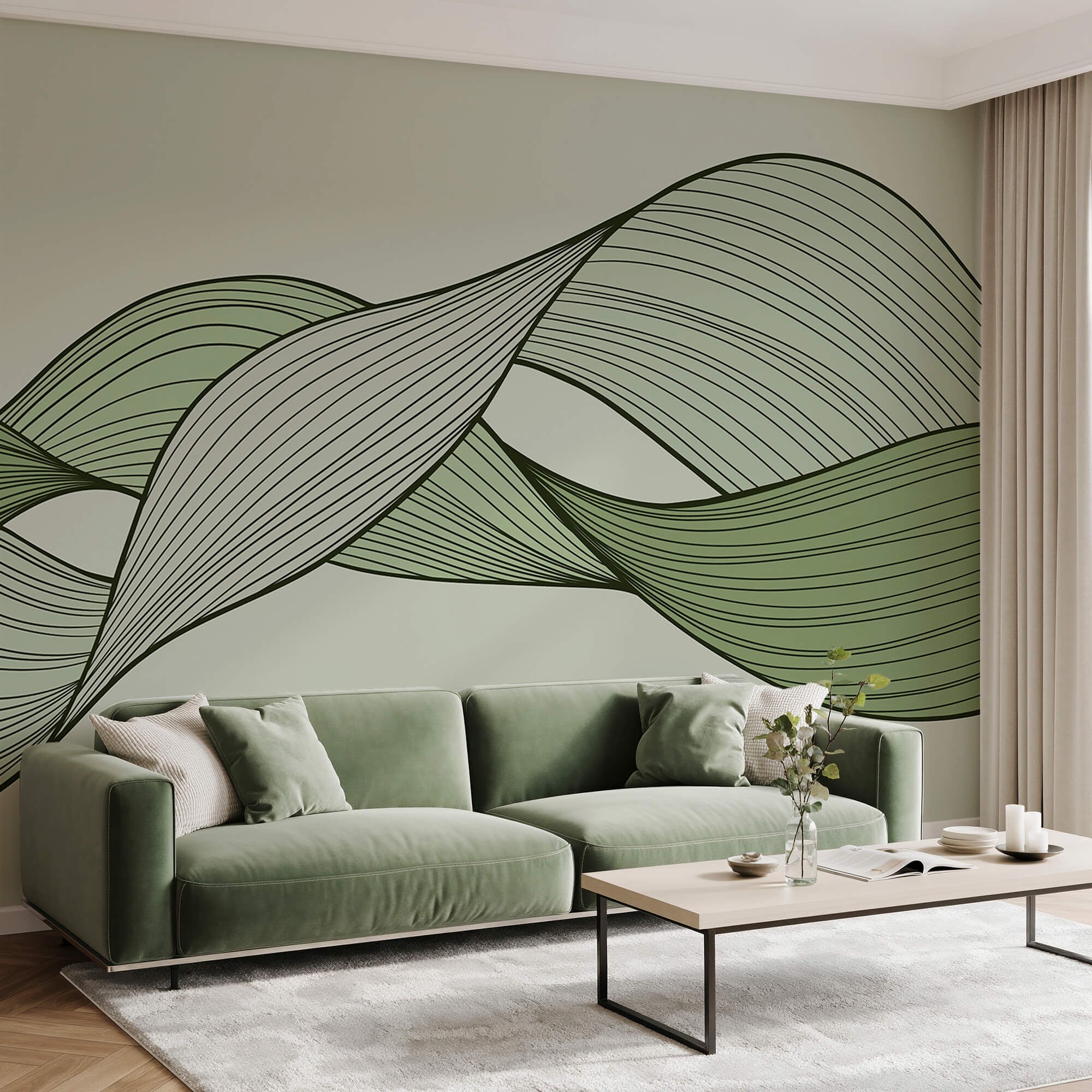 Πράσινες και μαύρες κυματιστές γραμμές