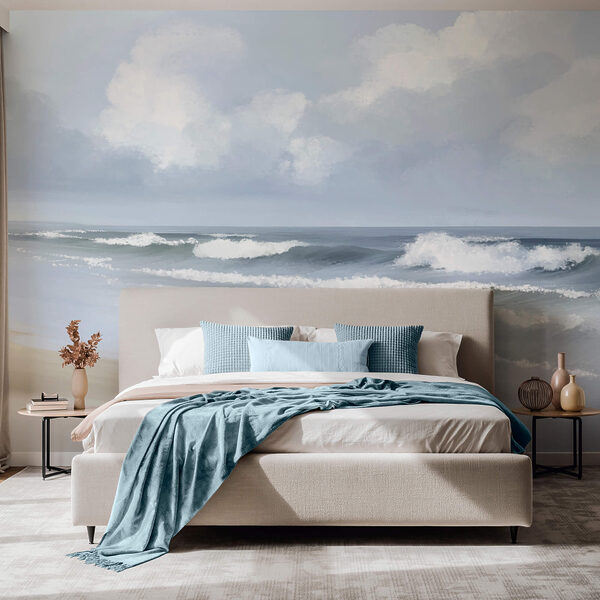 Παραλία με κύματα που σκάουν στην ακτή