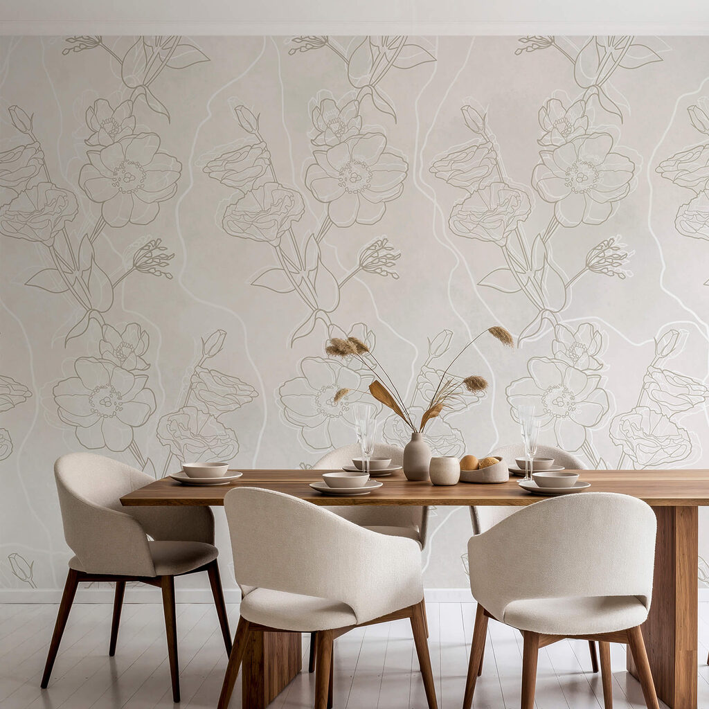 Λευκό και καφέ floral μοτίβο