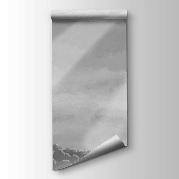 Greyscale image of clouds and sun rays