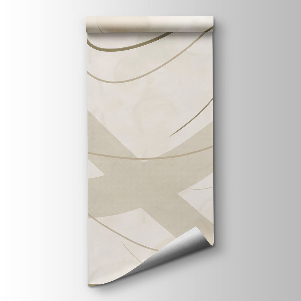 White and brown background with lines and curves