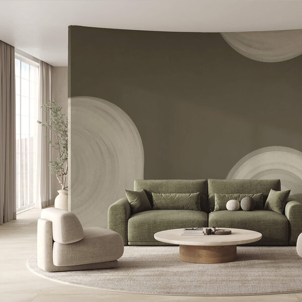 Ταπετσαρίες Ταπετσαρίες Λευκό στροβιλιζόμενο αντικείμενο σε καφέ φόντο (Κωδικός προϊόντος: t00442)