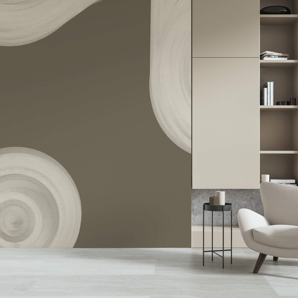 Λευκό στροβιλιζόμενο αντικείμενο σε καφέ φόντο