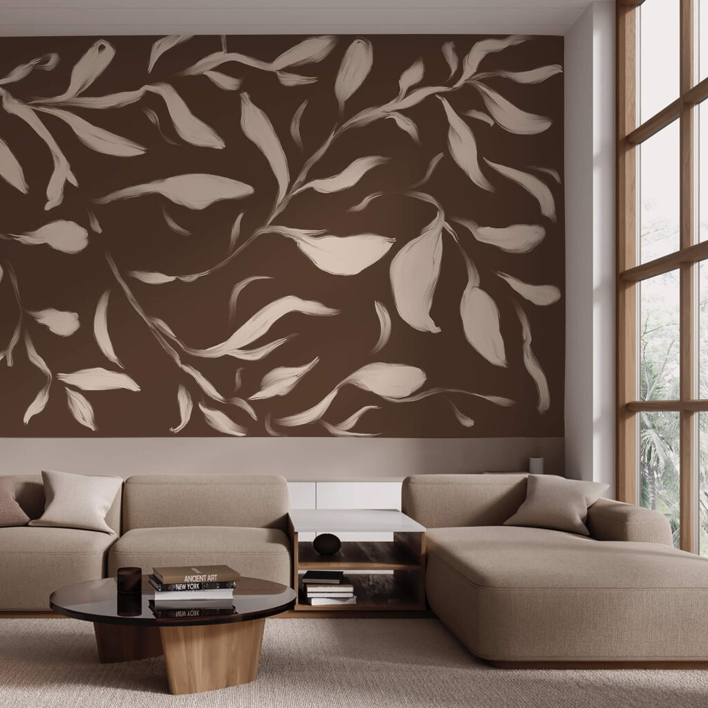 - Ψιθυριστά φύλλα σε καφέ φόντο