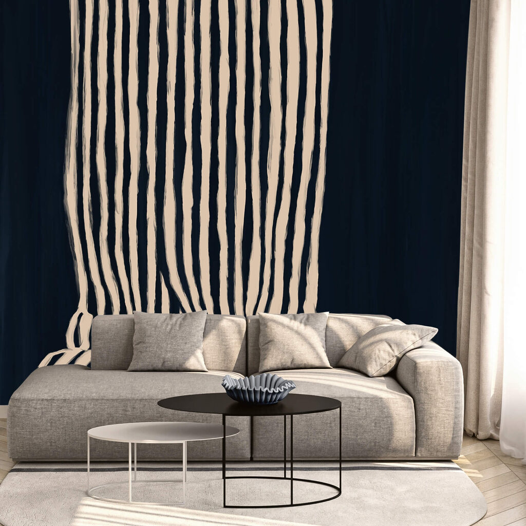 Κουρτίνα με ρίγες σε μαύρο και λευκό χρώμα