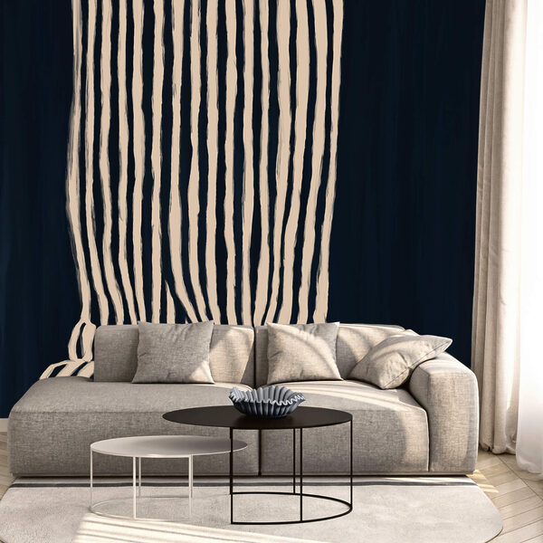 Κουρτίνα με ρίγες σε μαύρο και λευκό χρώμα