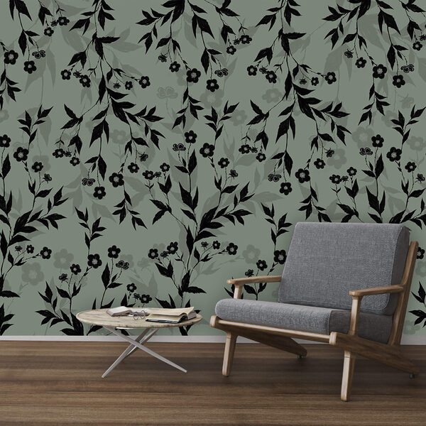 Ταπετσαρίες Ταπετσαρίες Μαύρο και άσπρο floral μοτίβο (Κωδικός προϊόντος: t00452)