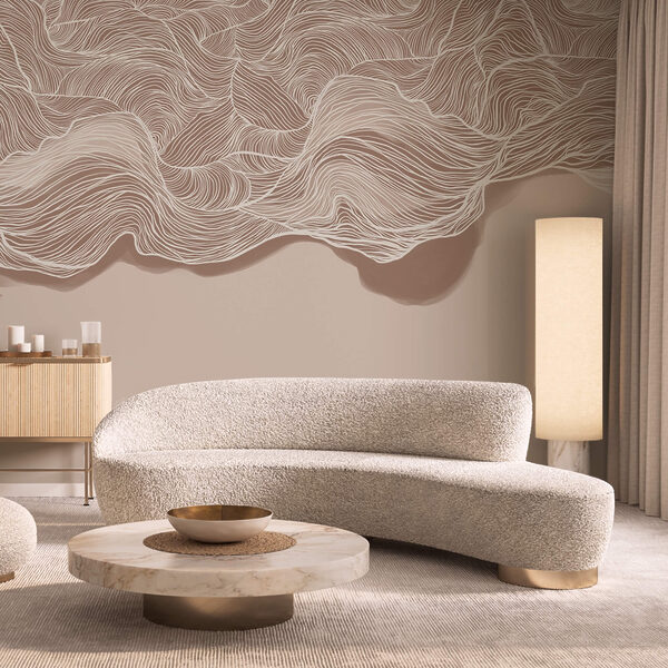 Καφέ και λευκό κυματιστό μοτίβο