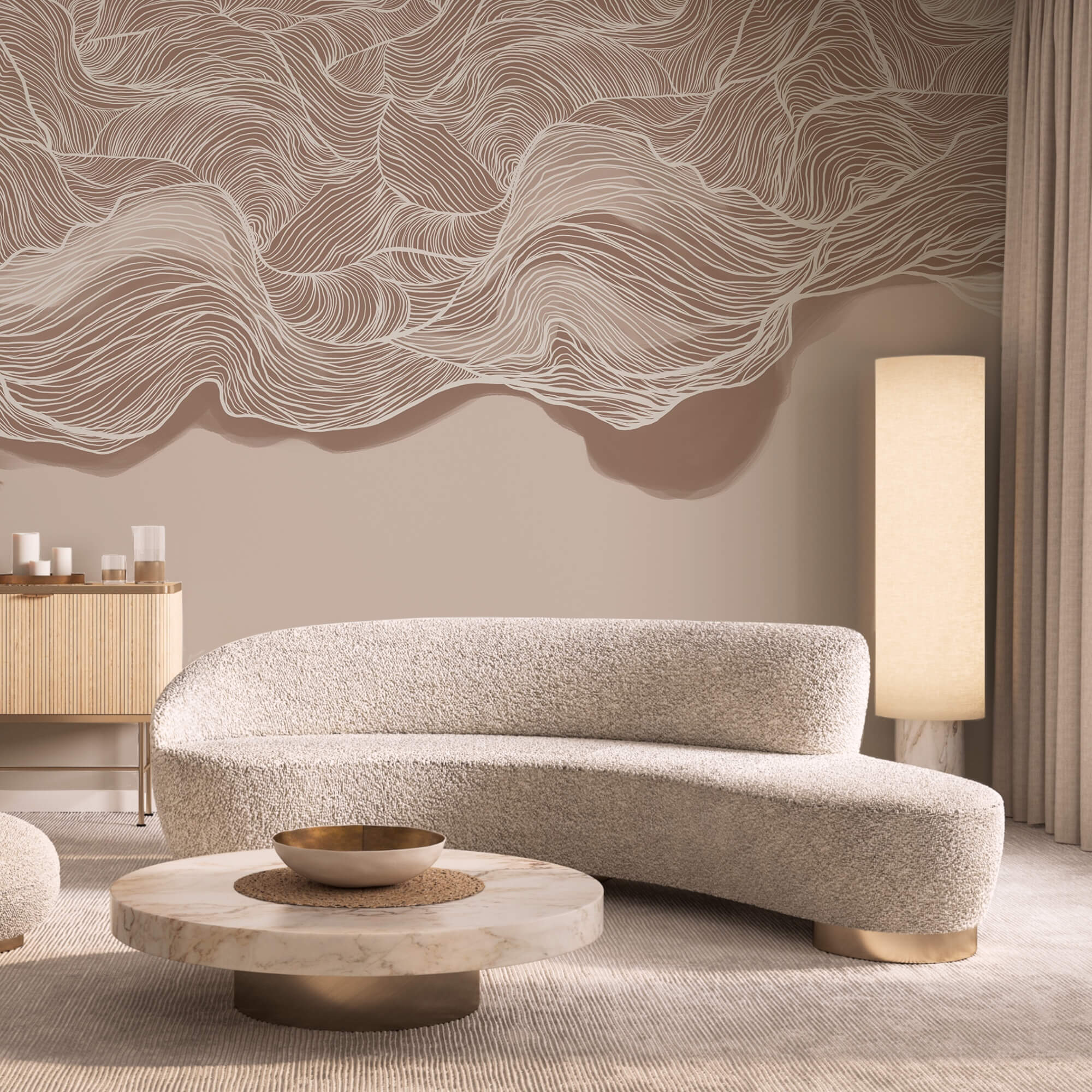 Καφέ και λευκό κυματιστό μοτίβο