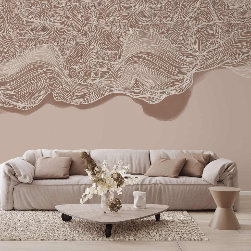 Καφέ και λευκό κυματιστό μοτίβο