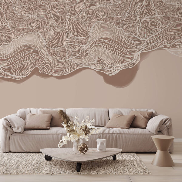 Καφέ και λευκό κυματιστό μοτίβο