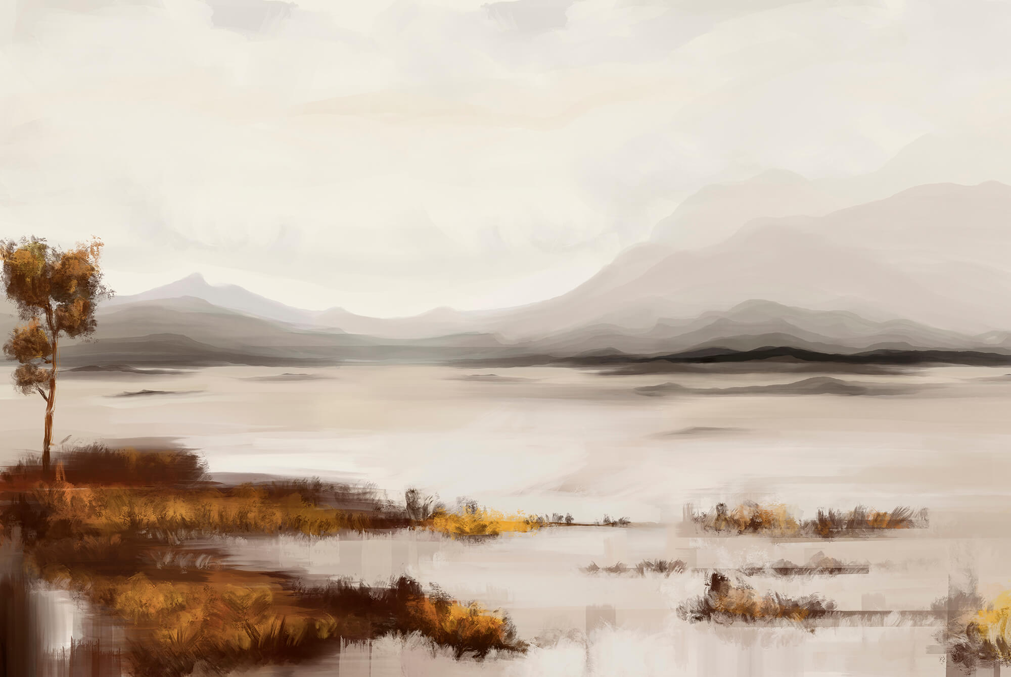 Landscape of a lake with mountains in the background Landscape of a lake with mountains in the background