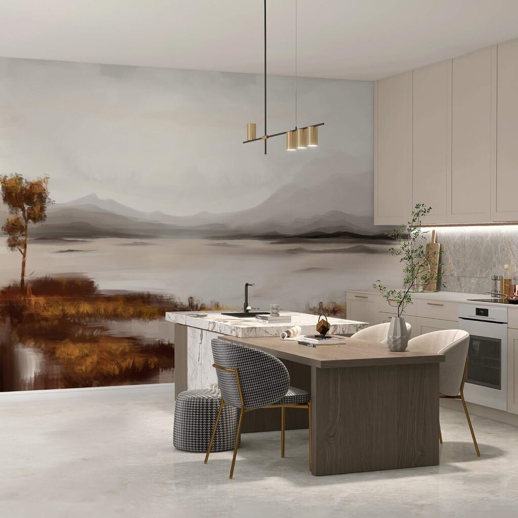 Τοπίο με λίμνη και βουνά στο βάθος Τοπίο με λίμνη και βουνά στο βάθος