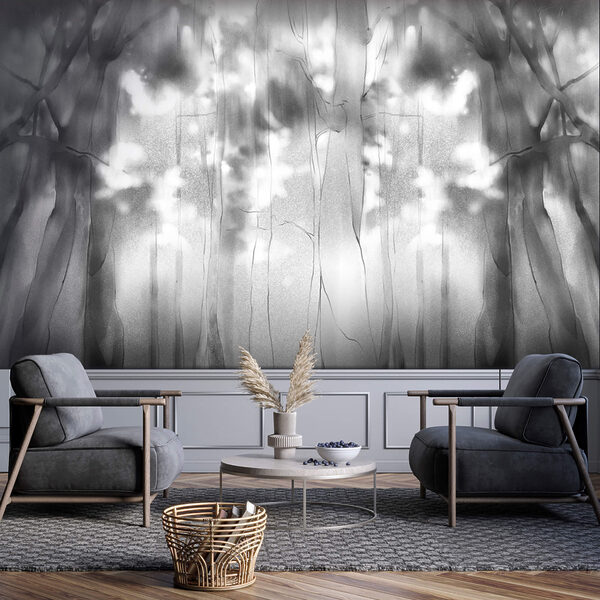 Ταπετσαρίες Ταπετσαρίες Ασπρόμαυρη εικόνα δέντρων (Κωδικός προϊόντος: t00567)