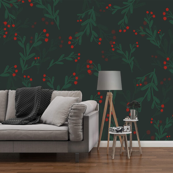 Μοτίβο με κόκκινα λουλούδια και φύλλα Μοτίβο με κόκκινα λουλούδια και φύλλα