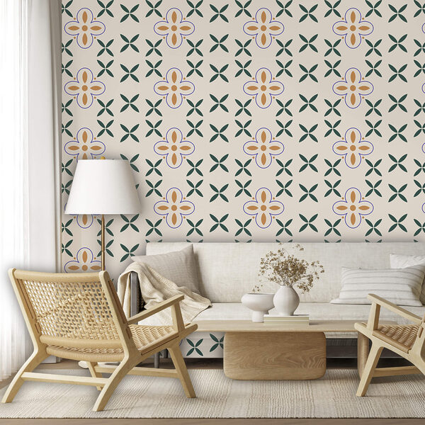 Ταπετσαρίες Ταπετσαρίες Μοτίβο λουλουδιών σε λευκό φόντο (Κωδικός προϊόντος: t00586)