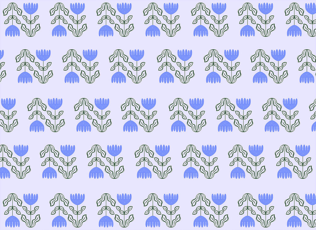 Pattern of flowers and leaves