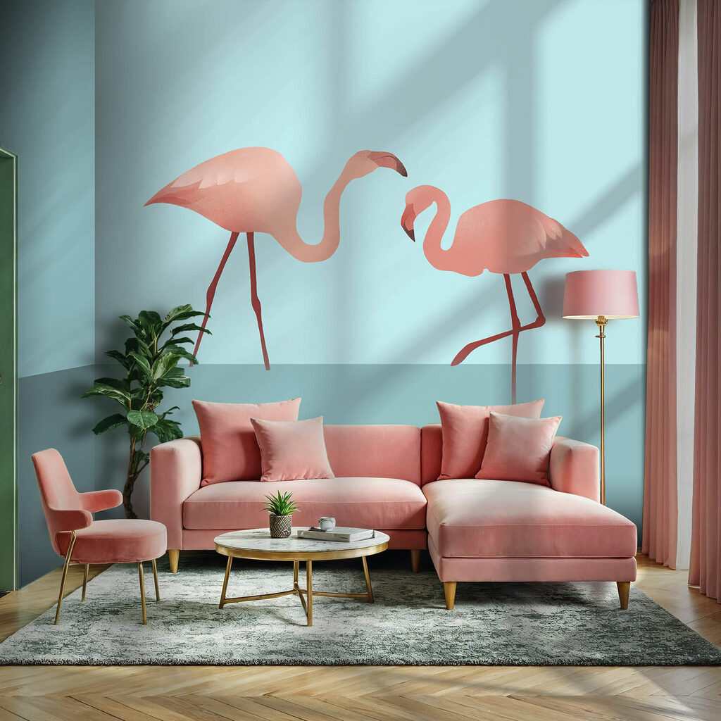 Ομάδα φλαμίνγκο που στέκονται στο νερό