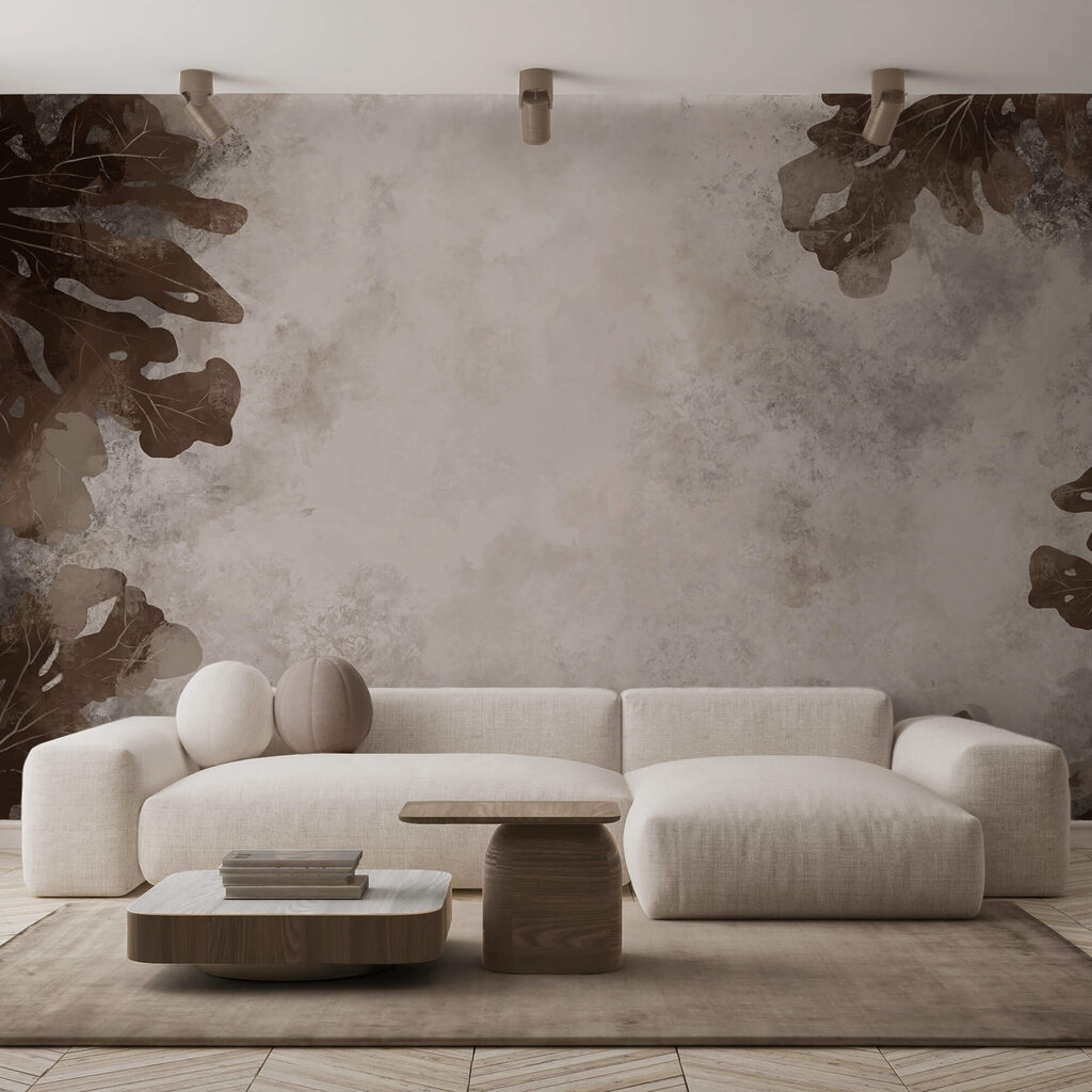 Καφέ φύλλα πάνω σε λευκή επιφάνεια