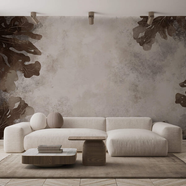 Καφέ φύλλα πάνω σε λευκή επιφάνεια