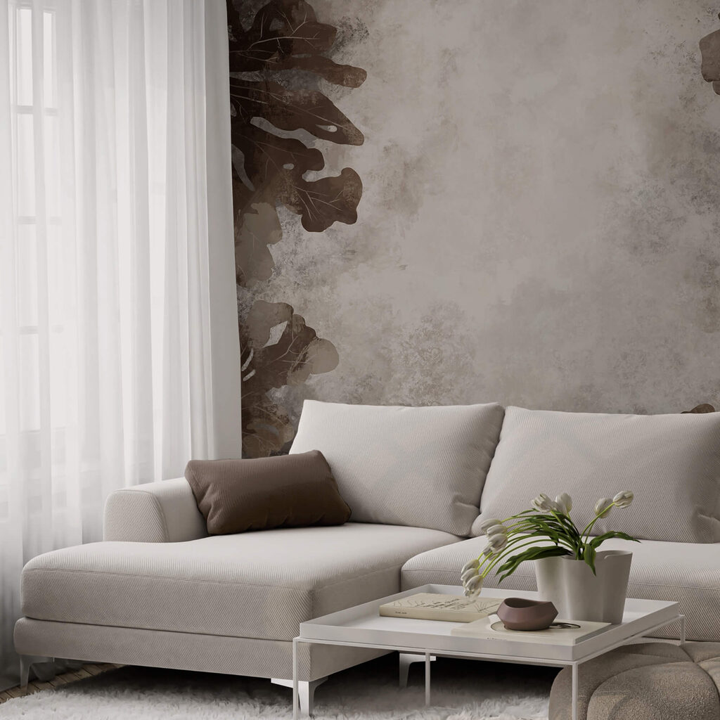 Καφέ φύλλα πάνω σε λευκή επιφάνεια