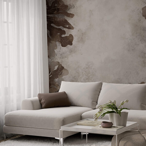 Καφέ φύλλα πάνω σε λευκή επιφάνεια