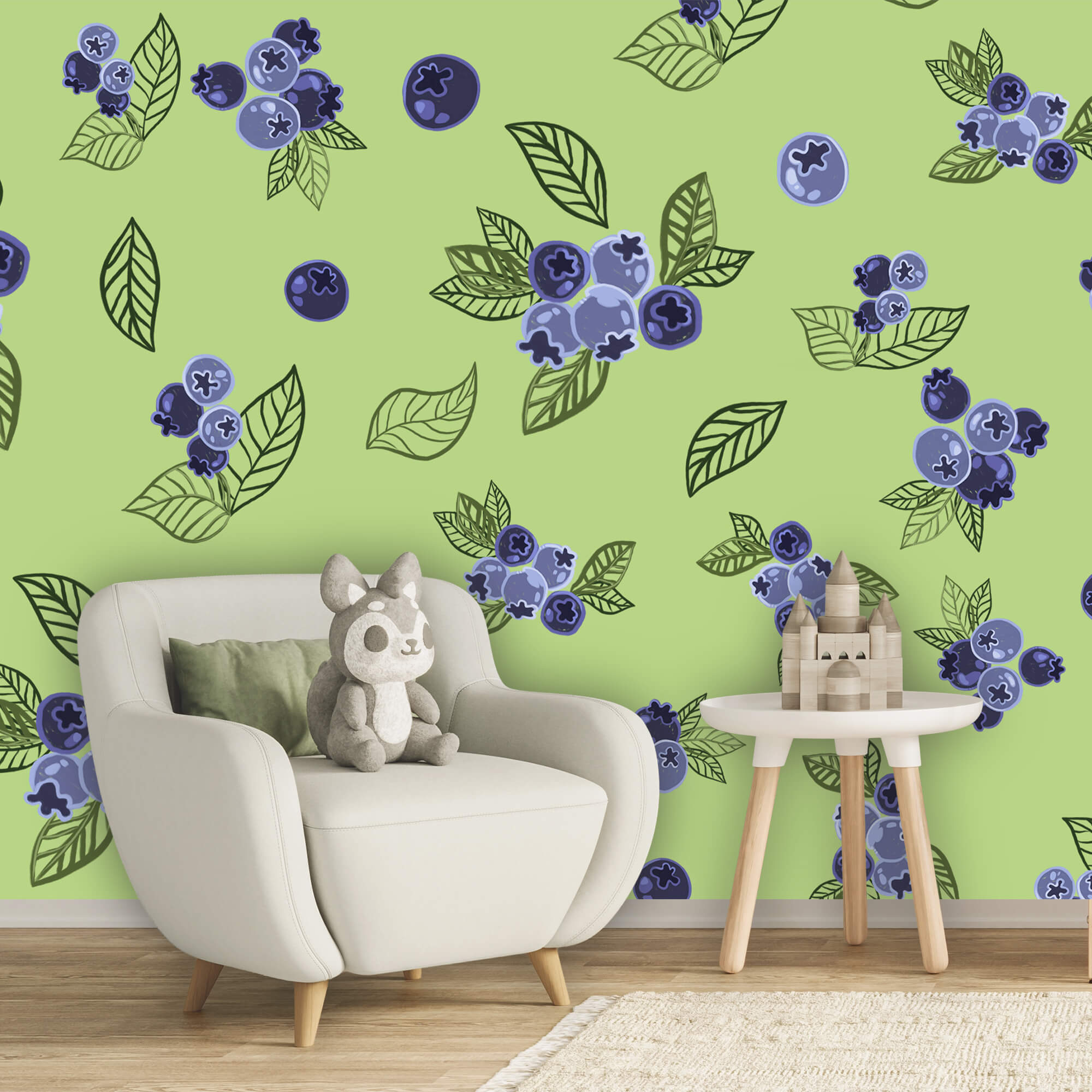 Μοτίβο με μύρτιλα και φύλλα