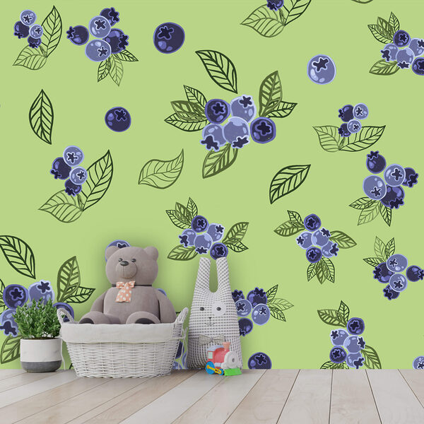 Μοτίβο με μύρτιλα και φύλλα