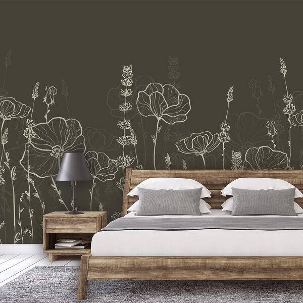 Σειρά λουλουδιών σε σκούρο φόντο