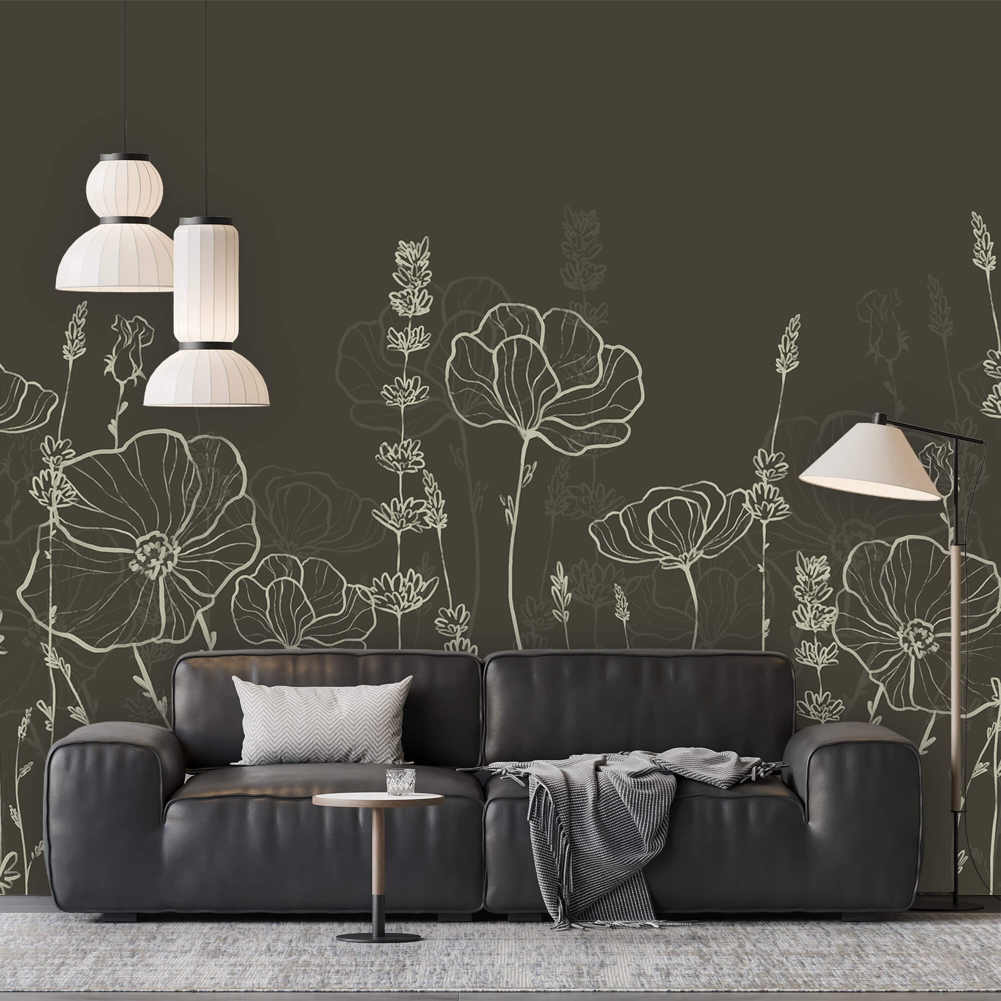 Σειρά λουλουδιών σε σκούρο φόντο