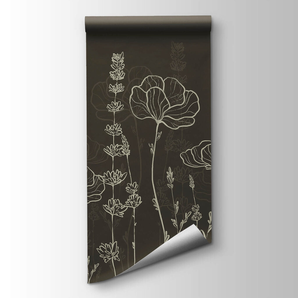 Line of flowers on a dark background