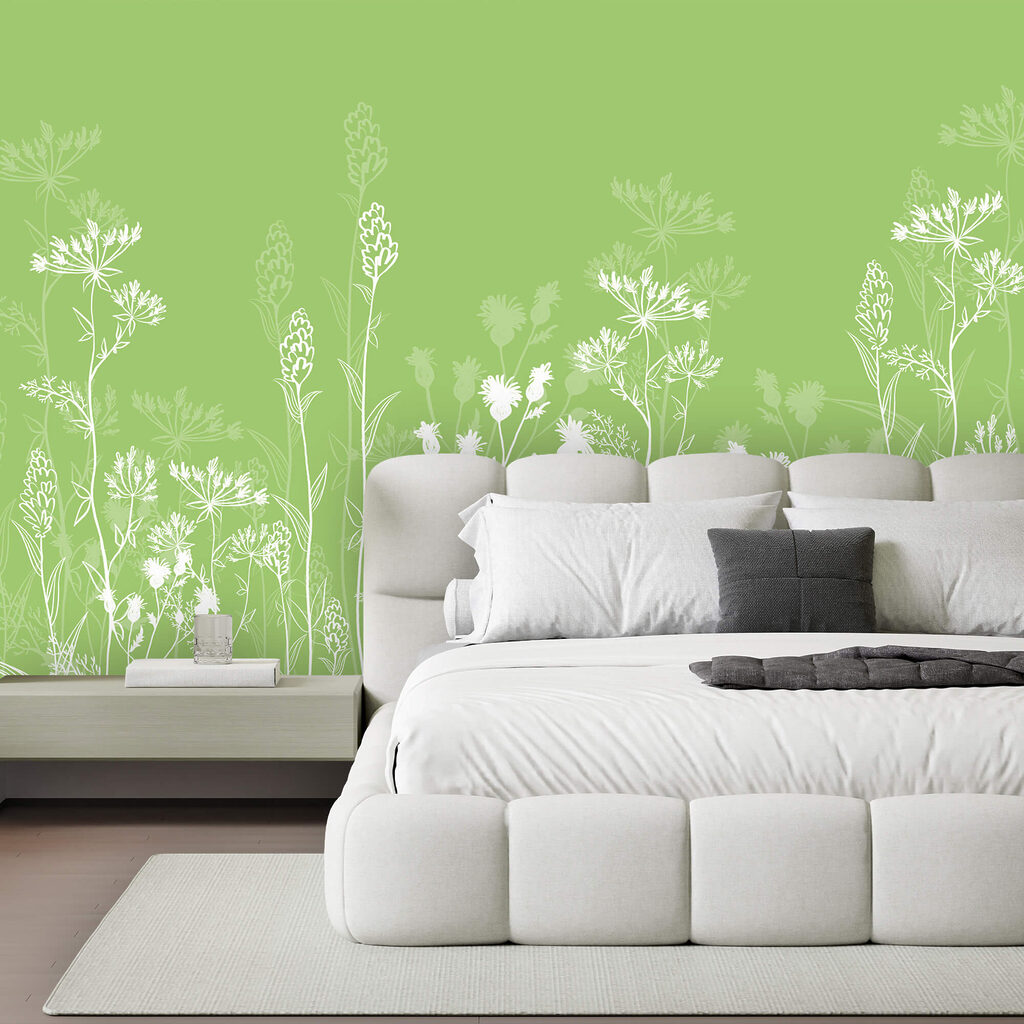 Λευκά λουλούδια σε πράσινο φόντο