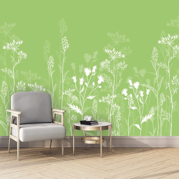 Λευκά λουλούδια σε πράσινο φόντο