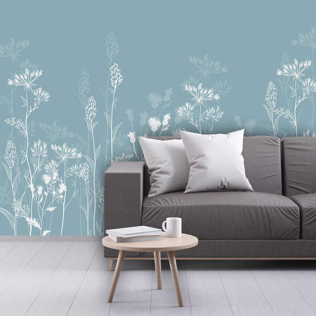 Λευκά λουλούδια σε μπλε φόντο Λευκά λουλούδια σε μπλε φόντο