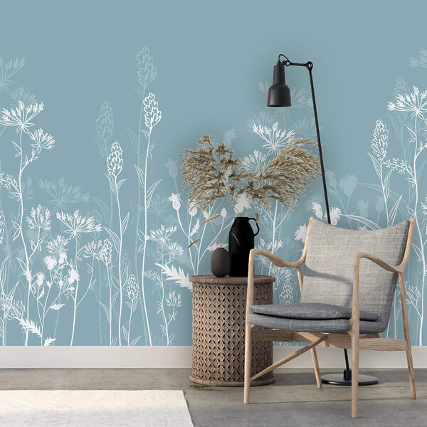 Λευκά λουλούδια σε μπλε φόντο Λευκά λουλούδια σε μπλε φόντο