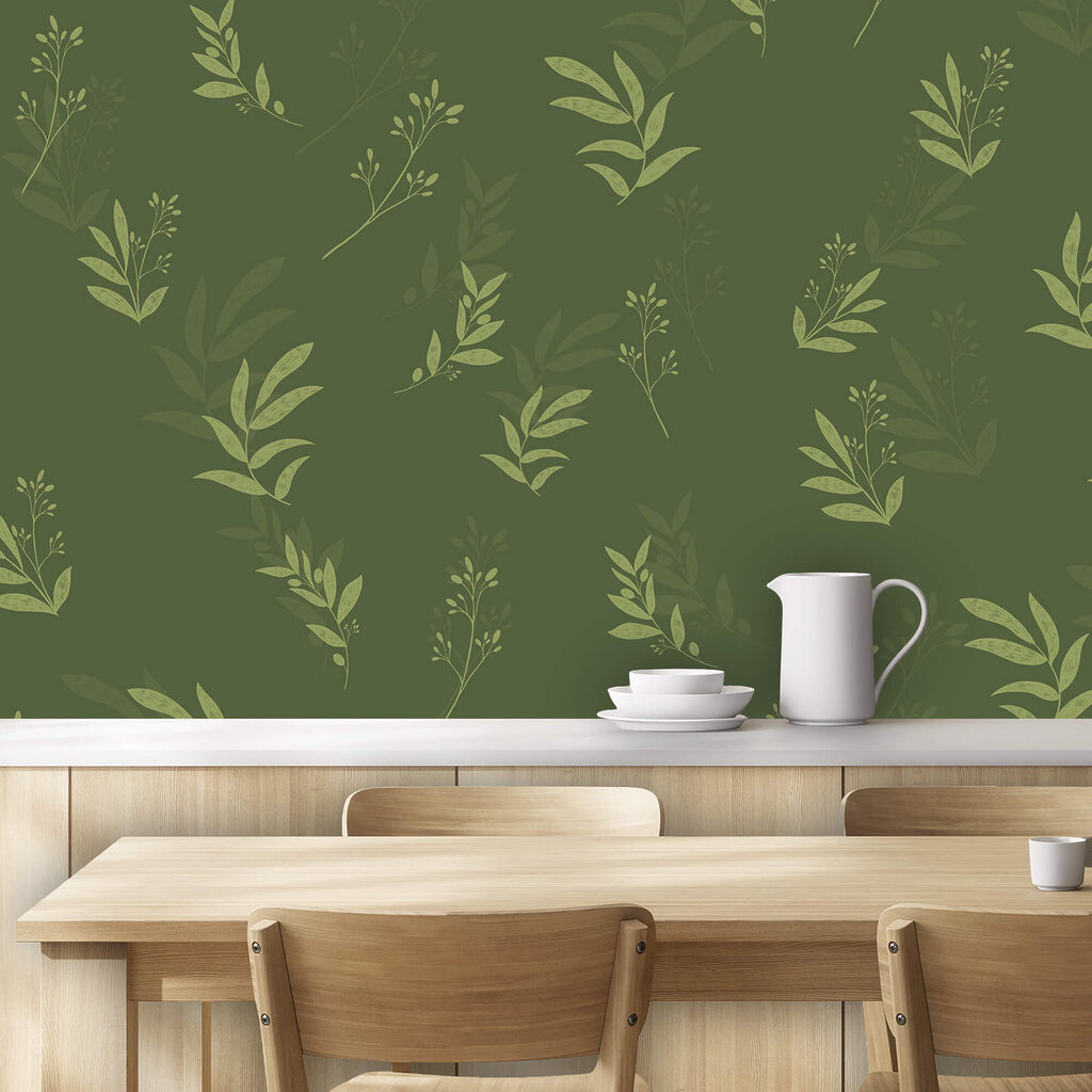 Μοτίβο φύλλων σε πράσινο φόντο