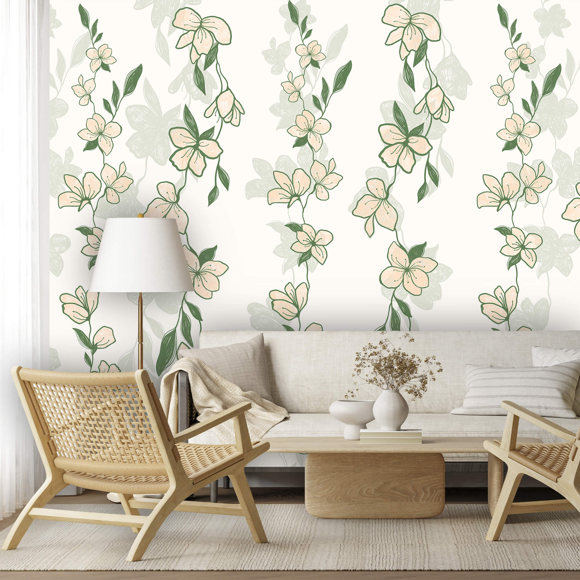 Μοτίβο με λουλούδια και φύλλα