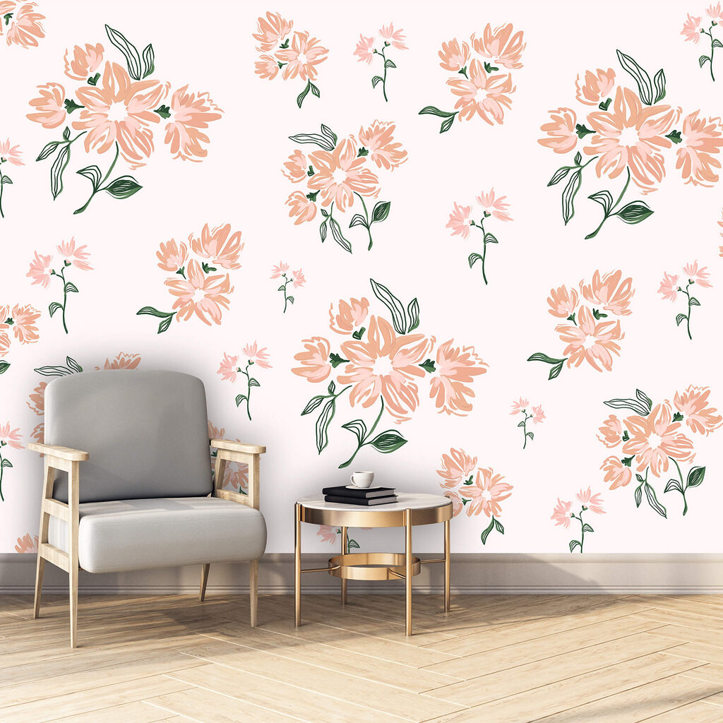 Μοτίβο με λουλούδια σε λευκό φόντο