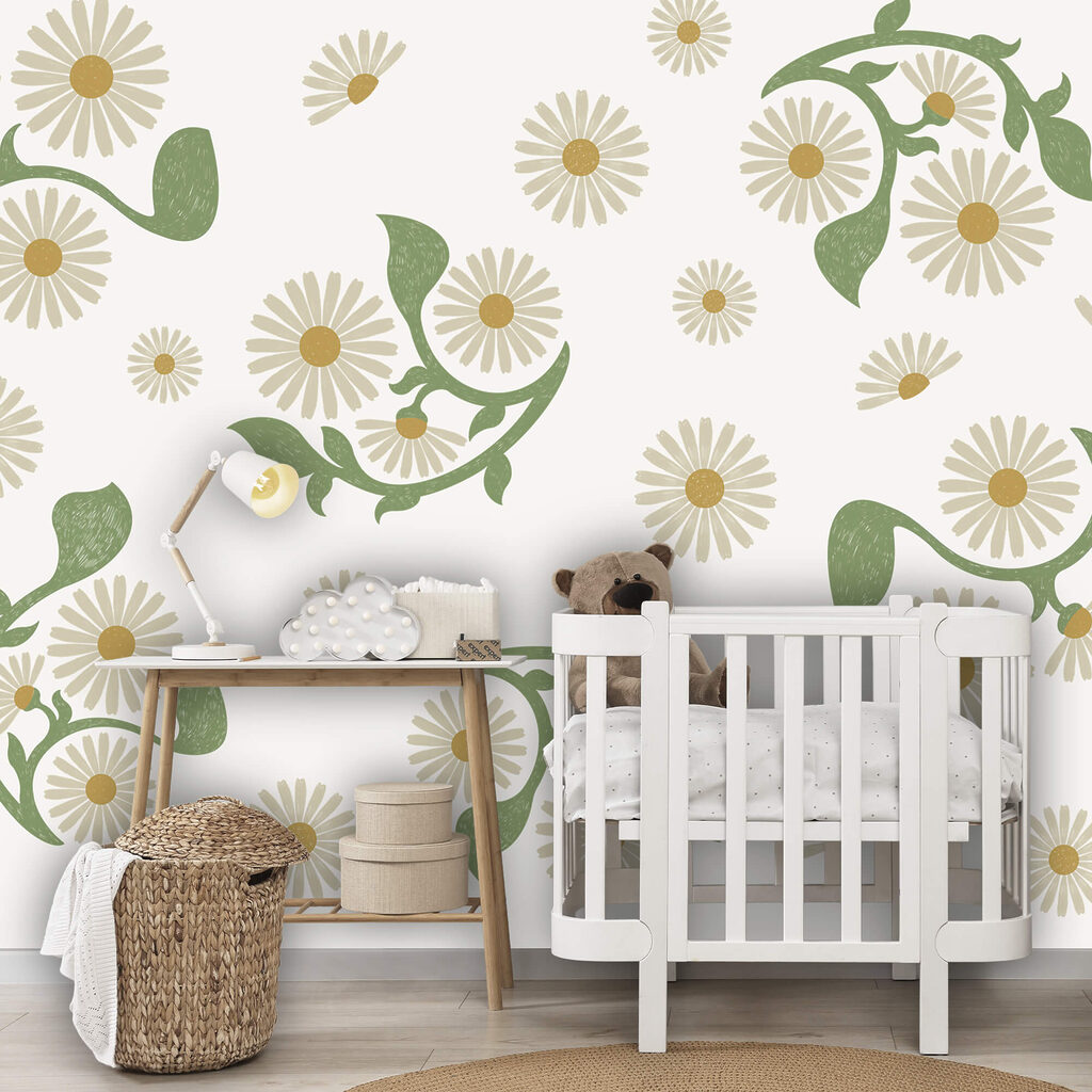 Λευκό και πράσινο λουλουδάτο μοτίβο