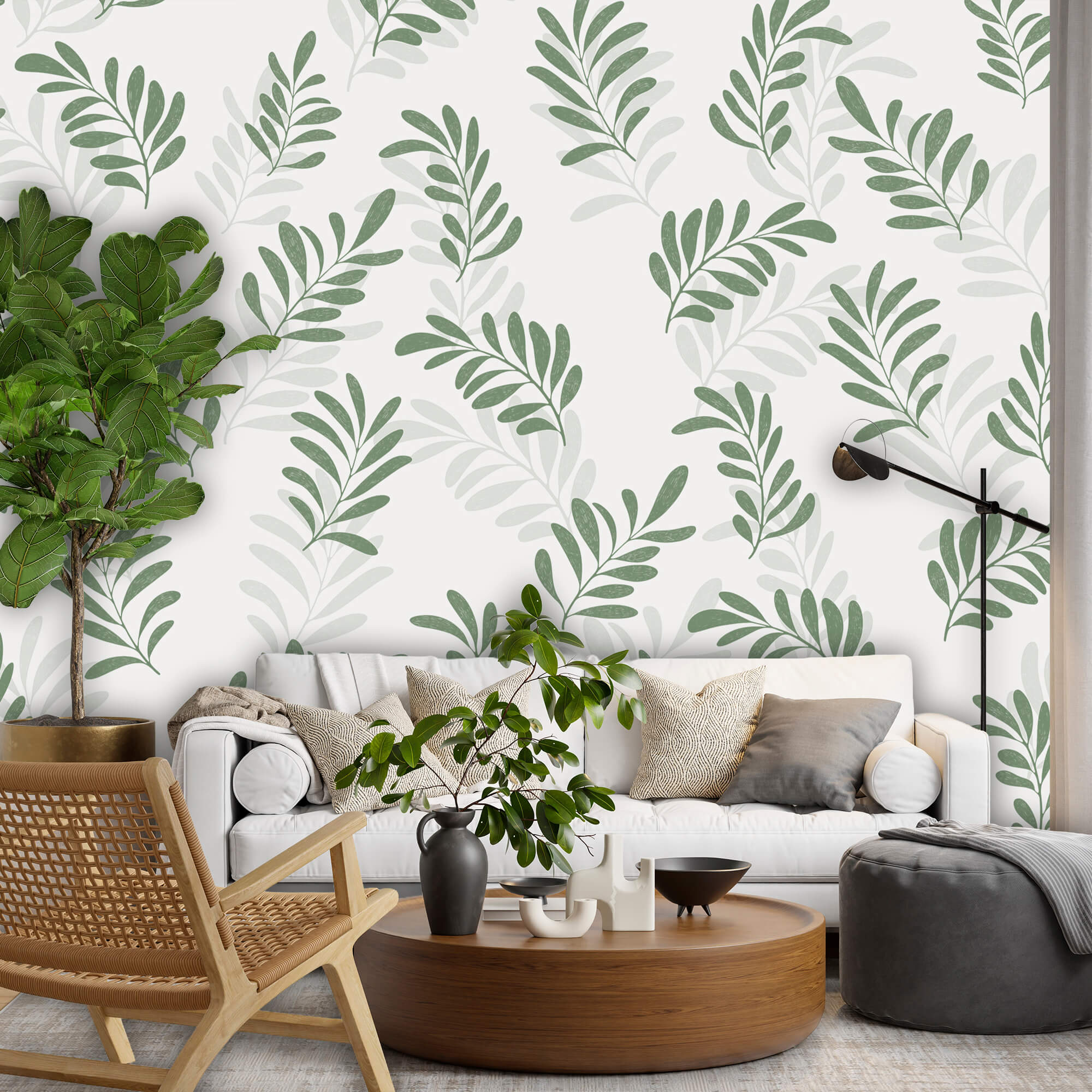 Μοτίβο φύλλων σε λευκό φόντο