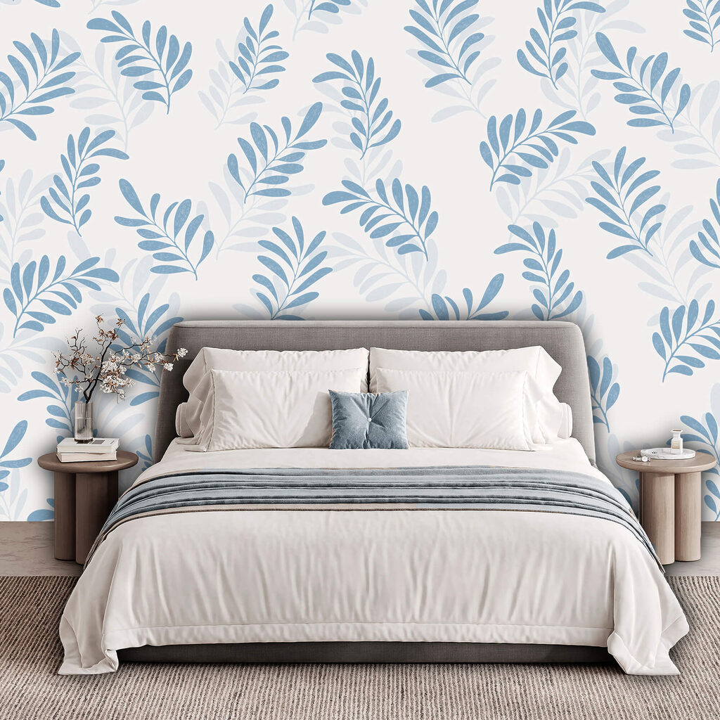 Μοτίβο με μπλε φύλλα