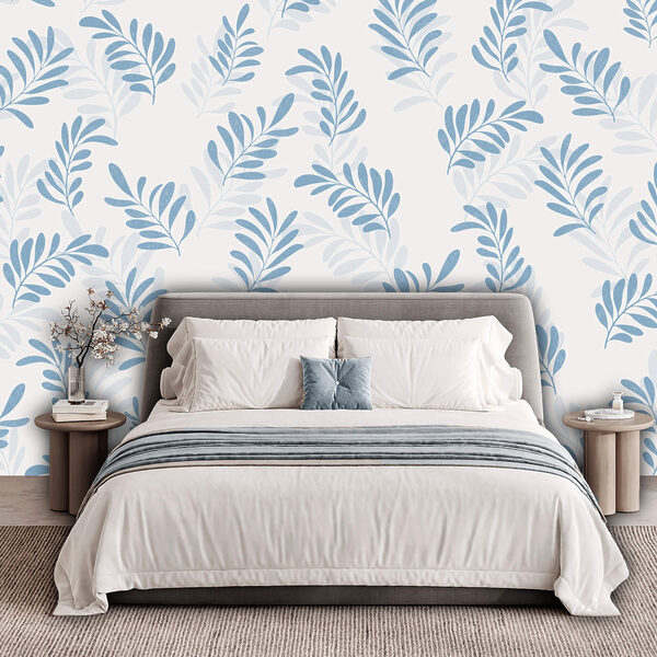 Μοτίβο με μπλε φύλλα