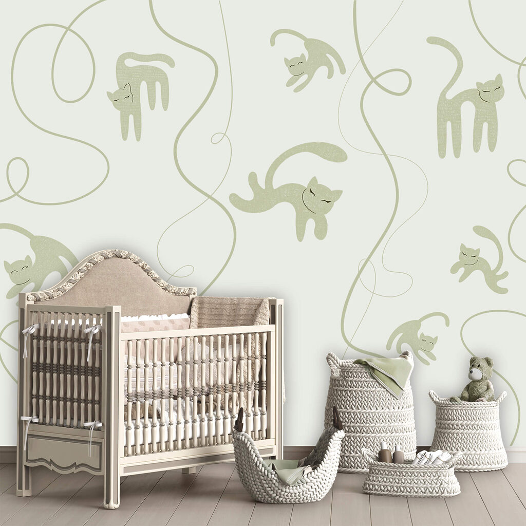 Μοτίβο με γάτες και αμπέλια