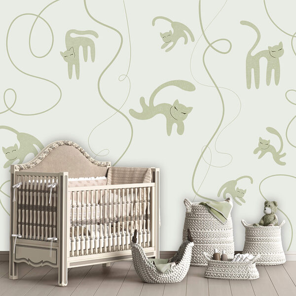 Μοτίβο με γάτες και αμπέλια