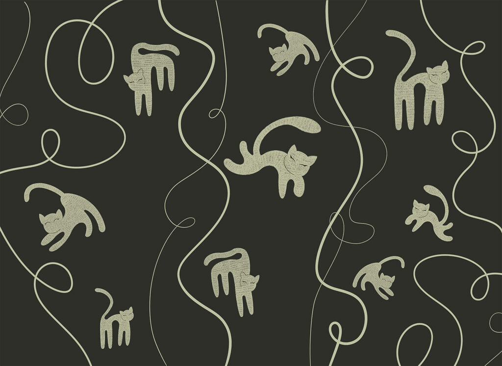 Pattern of cats and vines